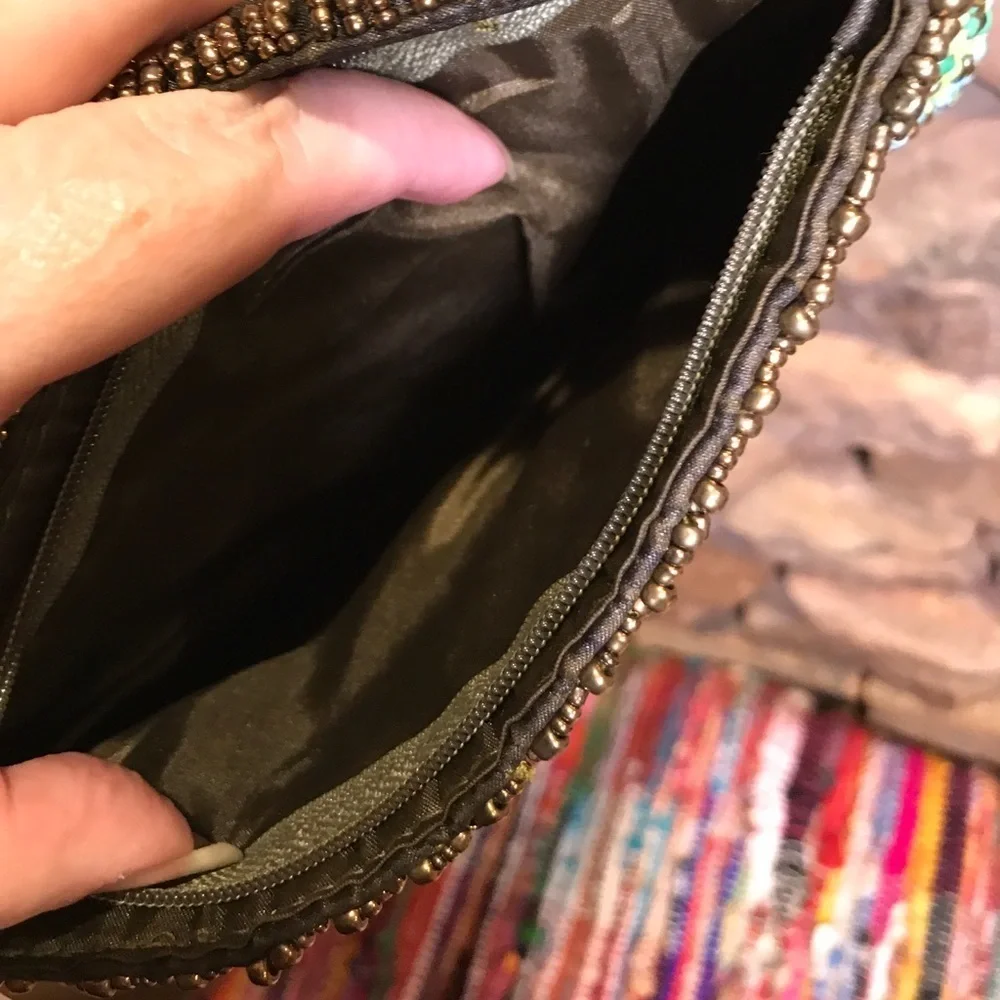 Beaded Bronze and Blue Wristlet